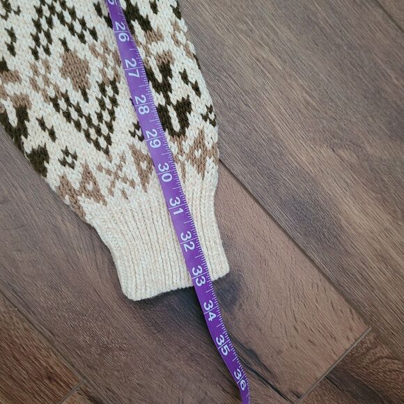 Vintage 90s Y2K Fair Isle Sweater Mens L Van Heusen 100% Cotton Cream Brown USA - Picture 11 of 14